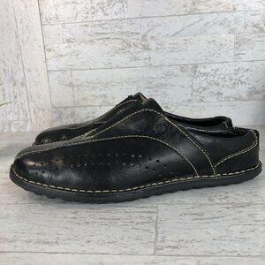 Born Concept Mules Flats Black‎ Leather Slip On Shoes WOMENS Size 6.5 / 37 GUC.